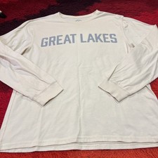 Vintage Y2K Great Lakes Streetwear Long Sleeve Shirt Size L Beige USA Made
