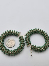 Jil Sander Green Beaded Hoop Earrings – Made in Italy – Sculptural Statement...