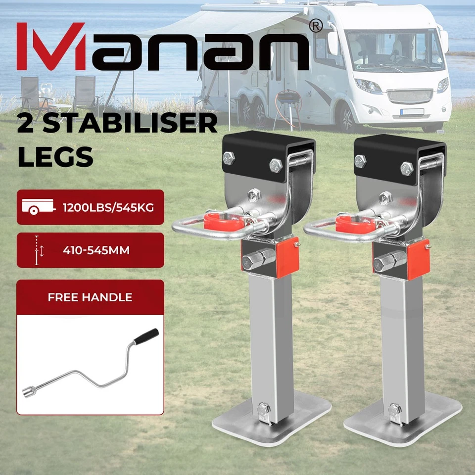 Manan 2X 410mm-545mm Drop Down Corner Steadies Legs 1200LB Caravan Trailer Steel