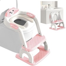 2in1 Potty Training Seat With Step Stool Ladder AntiSlip Adjustable Pink