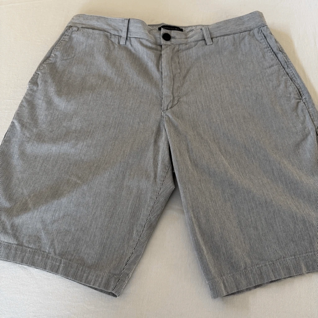 Banana Republic Striped Shorts | Mens 34 | Blue White Stripes | Cotton Flat Fron
