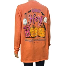 Simply Southern Halloween Graphic Tshirt Large Oh Hey Boo Ghost Pumpkin Orange