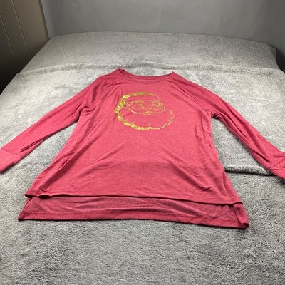 State of Mine Christmas Top Womens Small Red Long Sleeve Santa Claus
