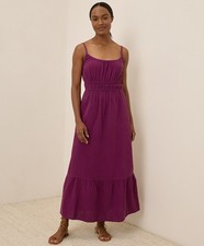 Pact Women's Coastal Double Gauze Cami Maxi Dress Sangria 2X-Large