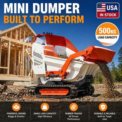 Free Ship 1102lbs Mini Crawler Dumper 6.5HP Self-loading Tracked