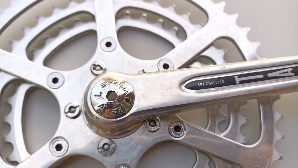 Spécialites TA Pédalier Crankset 52/42/36 14x1.25 170mm Triple Vélo Vintage  - Photo 3/4