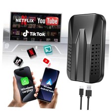 4-in-1 Wireless CarPlay  Android Auto Adapter, Compatible with N black