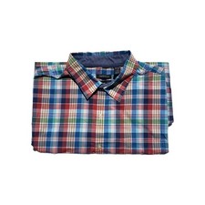 Van Heusen Classic Fit Plaid Short Sleeve Shirt Multicolor Cotton Blend
