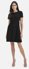 Calvin Klein Women's Short Sleeve Pleat Dress, Black, Size-6