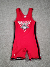 Vintage 90s Rutgers Wrestling Singlet Large Red NCAA Scarlet Knights USA Made