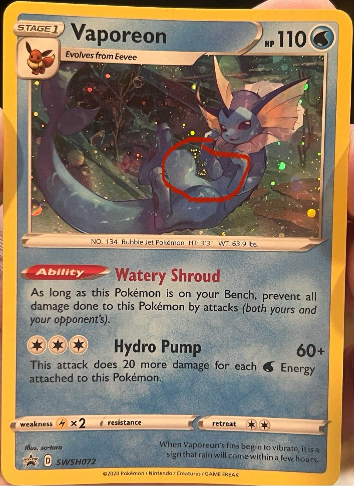 HD GALAXY SWIRL - Pokemon SWSH072 Vaporeon Sword & Shield Black Star Promo
