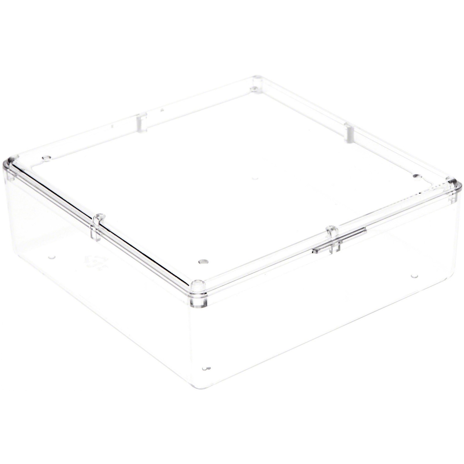 Pioneer Plastics Clear Square Container, 4.3125" W x 4.3125" D x 1.375" H