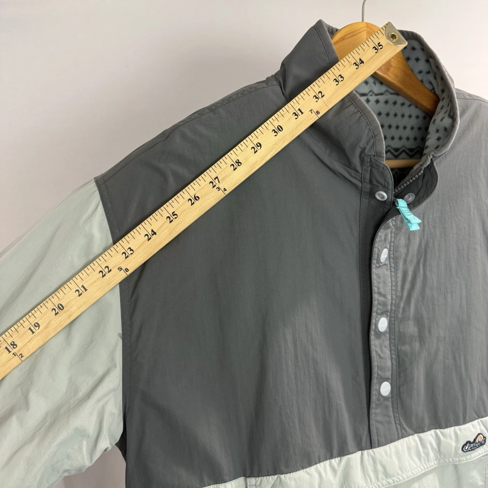 Chubbies Bear Hug Reversible 1/4 Zip Pullover Jacket Mens XL Gray Nylon Fleece - product detail image 12
