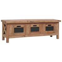 Mahagoniholz Massiv TV Schrank Mit 3 Schubladen Lowboard Fernsehtisch vidaXL
