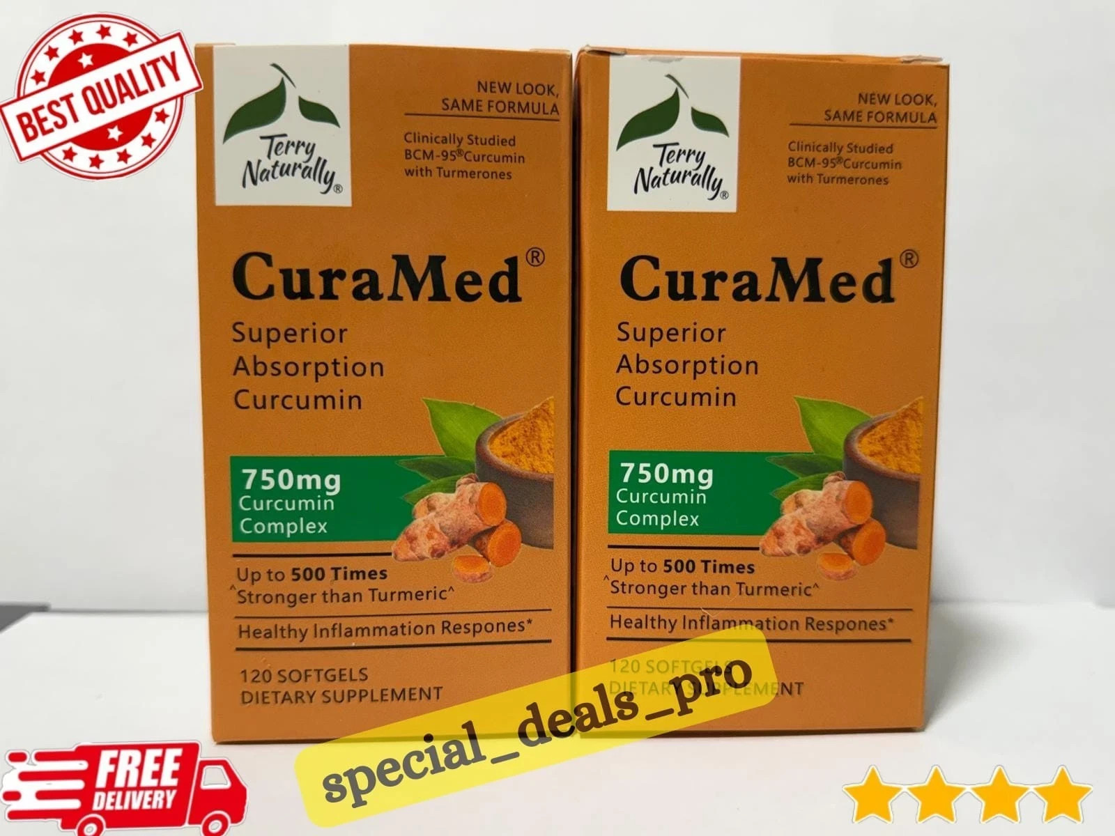 2-Pack-Terry Naturally CuraMed 750mg Curcumin 120 Softgels Non-GMO Antioxidant