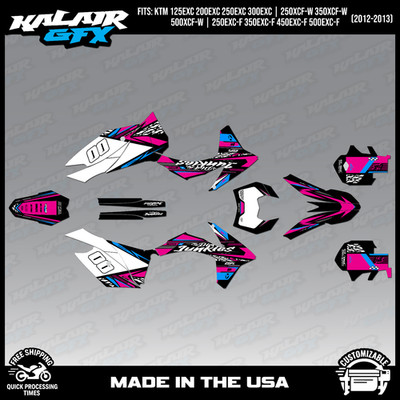 Graphics Kit for KTM EXC, EXC-F and XCF-W models (2012-2013) Rugged - Magenta