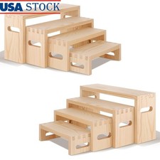 Wooden Riser Display Stands Set of 8 Multi Size Home Decor Table Organizing New