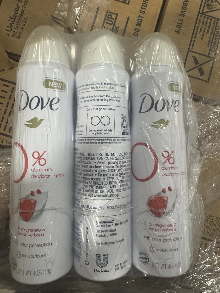 6 PACK Dove 0% Aluminum Free Deodorant Spray, 48 Hr. Pomegranate/Lemon Bulk - Image 2 of 4