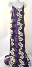 Vintage Hilo Hattie Hawaiian Maxi Dress Long Barkcloth Tropical Aloha Women 12