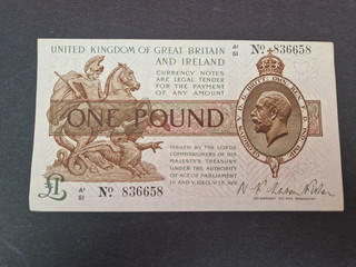 £1 one pound banknote George V UK Great Britain & Ireland 1917 23 Warren Fisher