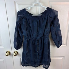 Lovers + Friends Off the Shoulder Blue Floral Kory Dress Blue Medium M Mini