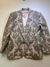 Vintage Liz Claiborne 100 Wool Paisley Damask Pattern Blazer Jacket Size 14