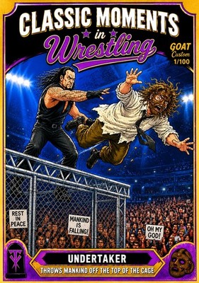 GOAT Custom Art Card Undertaker Mankind WWE Hell In A Cell Classic Moments In...
