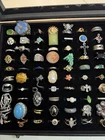 Vintage To Now Lot Of 100 Unique Fashion Costume Jewelry Rings As Pictured