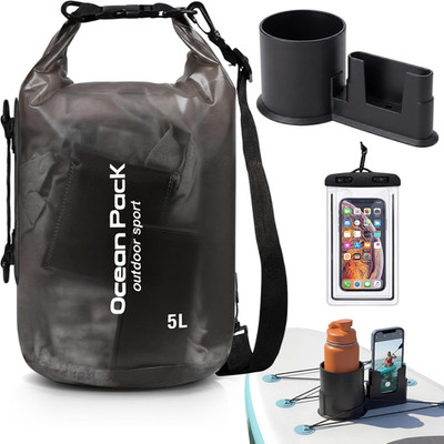 3 Pcs Paddle Board Accessories Include 5L Waterproof Dry Bag for Women Men 2-In-