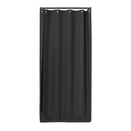 Spogliatoio portatile 3,46*33,46*78,74 pollici nero camerino con tenda e ganci - Foto 6 di 12