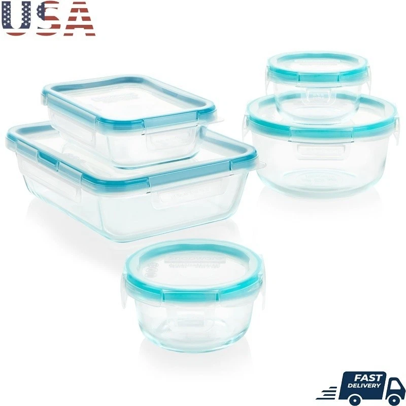 Airtight Glass Storage Containers Set W/ Write Erase Labels Leakproof Organizers