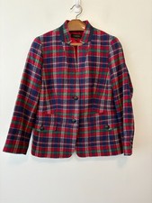 Talbots Plaid Two Button Blazer Jacket Size 14 Red Blue Green