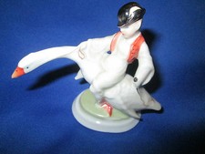 HEREND of HUNGARY Beautiful Vintage  Boy Riding Goose Figurine