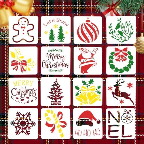 Set Di 8 Stencil Natalizi In Plastica PET Riutilizzabili – Decorazioni Per Scrapbooking, Biglietti E Pittura, Tema Natale Con Renne, Alberi E Fiocchi Di Neve