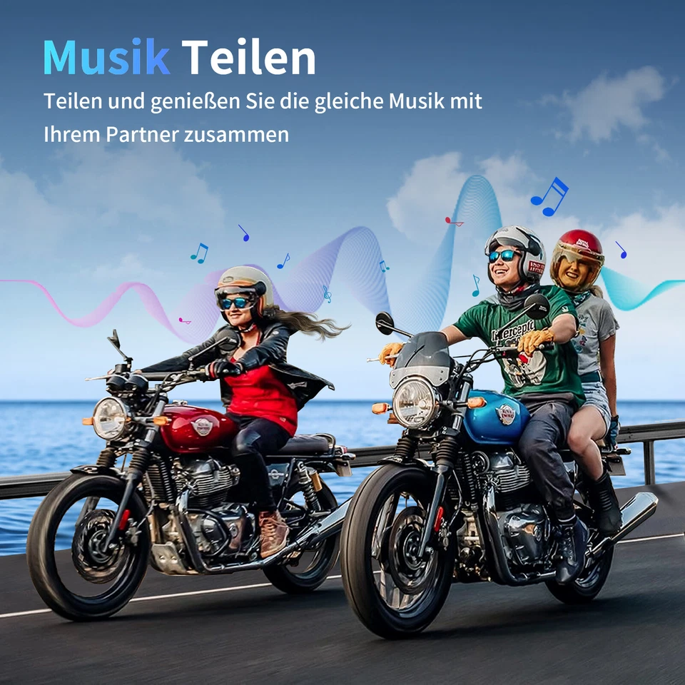 2X M1S Pro Motorrad Gegensprechanlage Intercom 2000M Helm BT5.4 Headset 10Fahrer - Bild 2 von 4