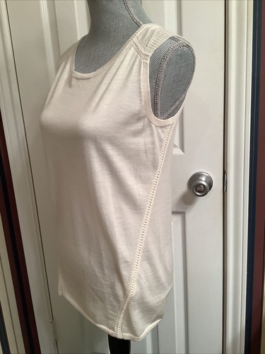 Lafayette 148 Set Cardigan Top Knit 100% Wool Ivory Crochet Size Large Medium - Picture 6 of 10