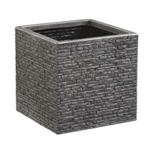 38cm Grey Brick Stone Effect Square Plastic Planter Flower Pot Patio Planter
