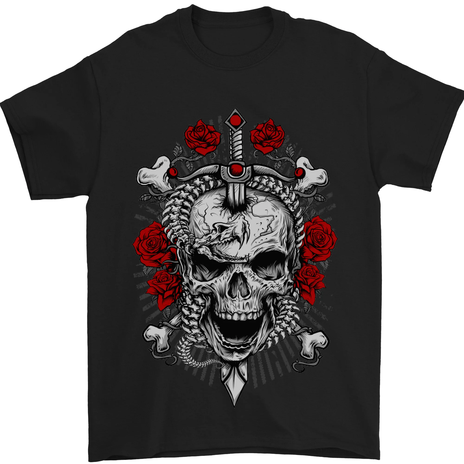 Rebellion Skull Biker Heavy Metal Rock Music Mens T-Shirt 100% Cotton