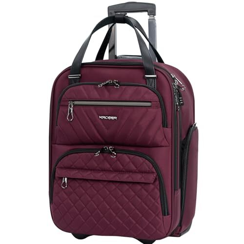 Carry On Underseat Multi-functional, 16-inch Underseater Lightweight Burgundy