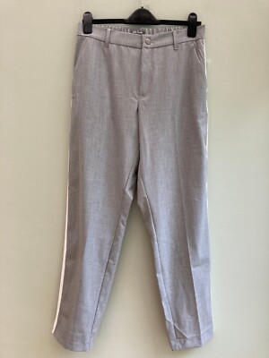 TROUSERS BY ULLA POPKEN SIZE 16 INSERT STRIP TO SIDES ELASTICATED WAIST GREY BNT