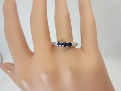 10K White Gold Blue Sapphire and Diamond Ring 0.40 CT TW - Picture 2 of 12
