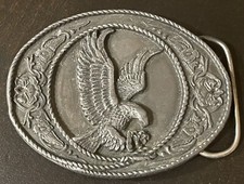 Vintage EAGLE Belt BUCKLE SISKIYOU 1991 Oval Metal USA B60