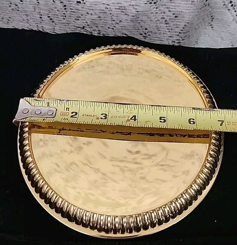 PARTYLITE GOLD TONE 7" CANDLE OR LAMP BASE WEIGHTED FELT 820 Gms POLISHED ROUND - Picture 2 of 5