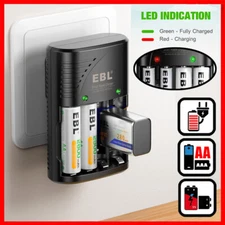 Rapid Smart Battery Charger for AA AAA 9V NiMH NiCD Rechargeable Batteries 3in1