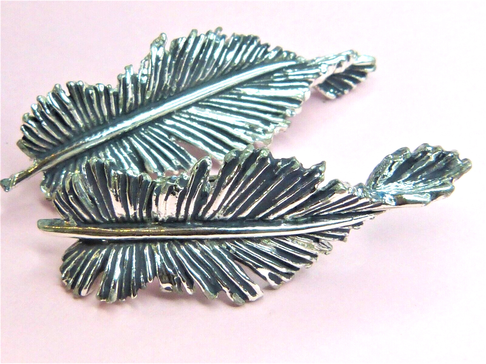 Coro signed vintage 1950s silvertone feather clip… - image 2