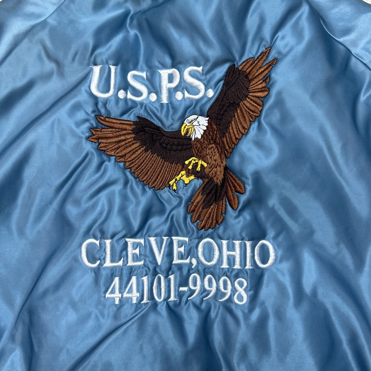 USPS US Postal Service Satin Snap Bomber Jacket Vintage Cleveland 