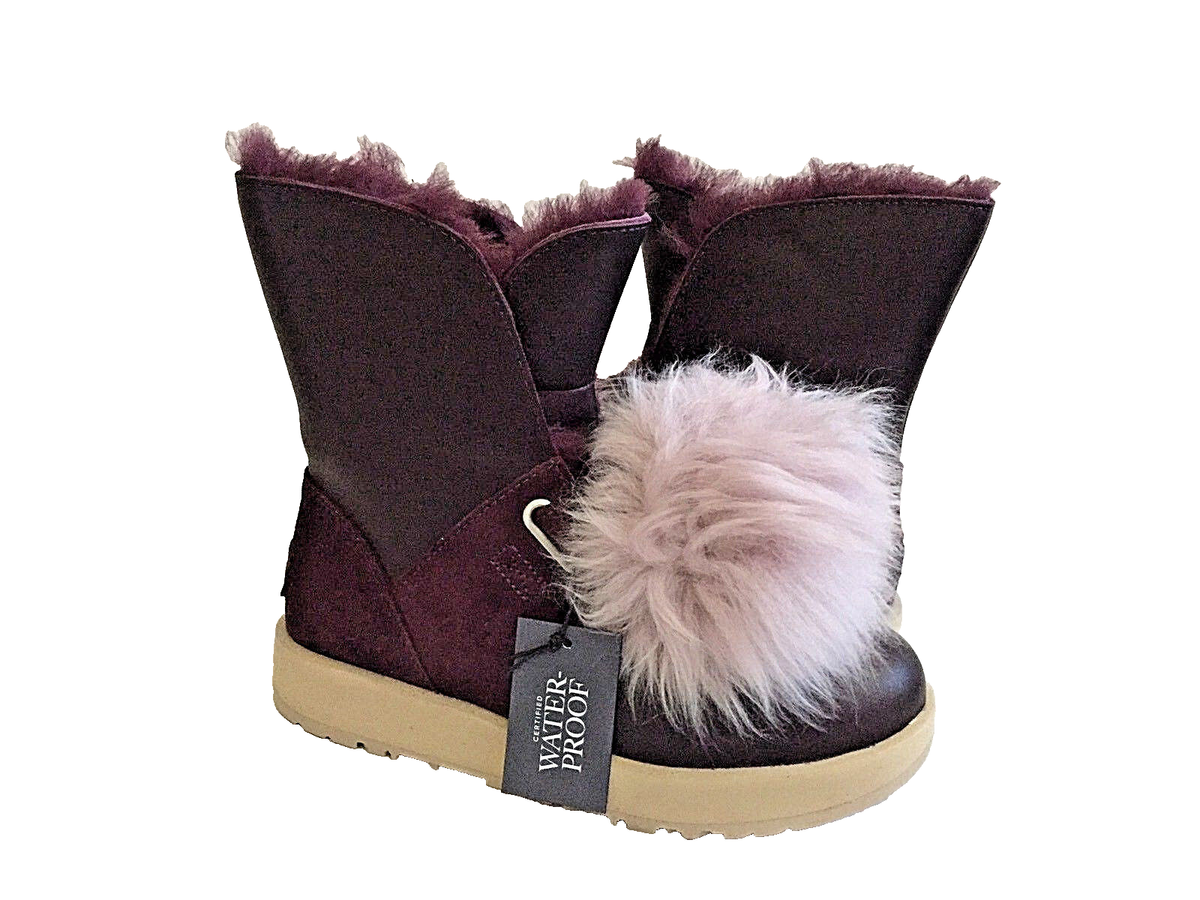 UGG ISLEY PORT WATERPROOF LEATHER POM POM Boot US EU 38 UK