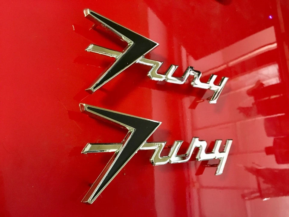 Plymouth Fury 1959 emblemas de escritura de aleta trasera - par - reproducción Foto 2 de 3