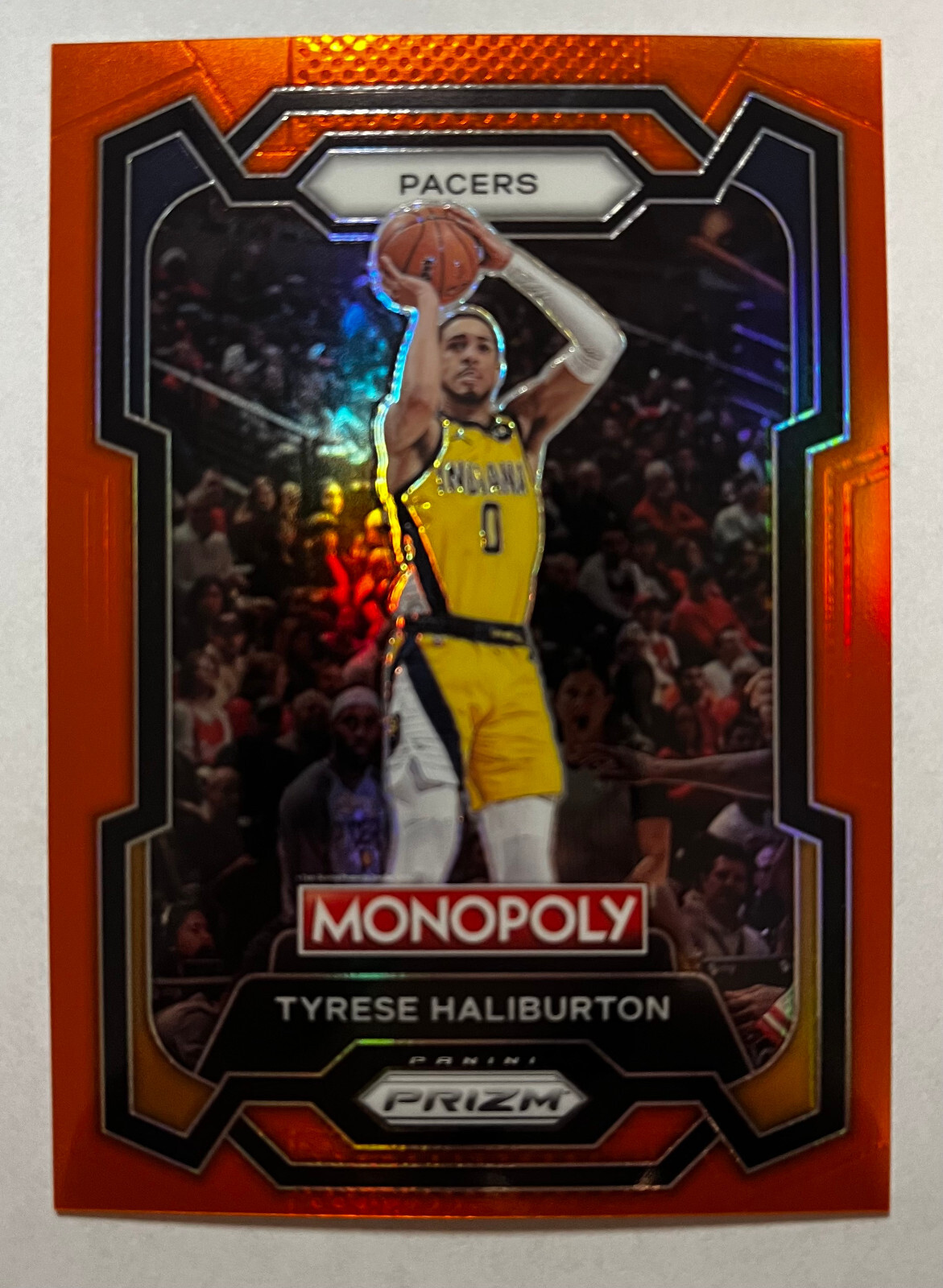 2023-24 Monopoly Prizm /124  Orange Prizm #34 Tyrese Haliburton - Indiana Pacers