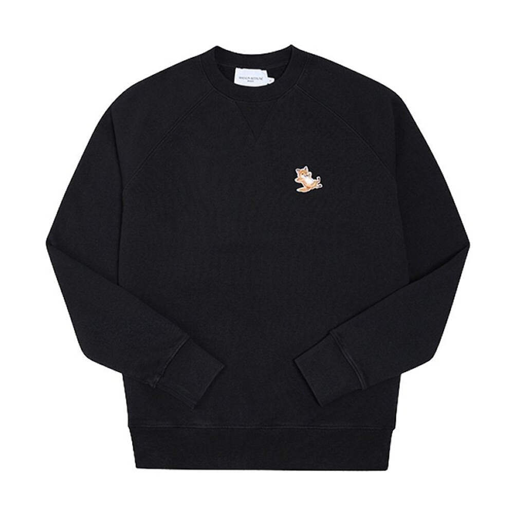 Maison Kitsune Chillax Fox Patch Classic Sweatshirt Black Maison Kitsune Chillax Fox Patch Classic Sweatshirt Black